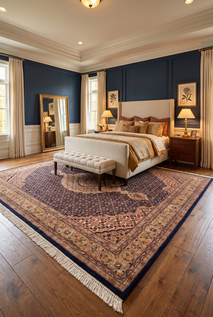 Rose Mahi Medallion, Hand-Knotted Pakistani Wool Rug