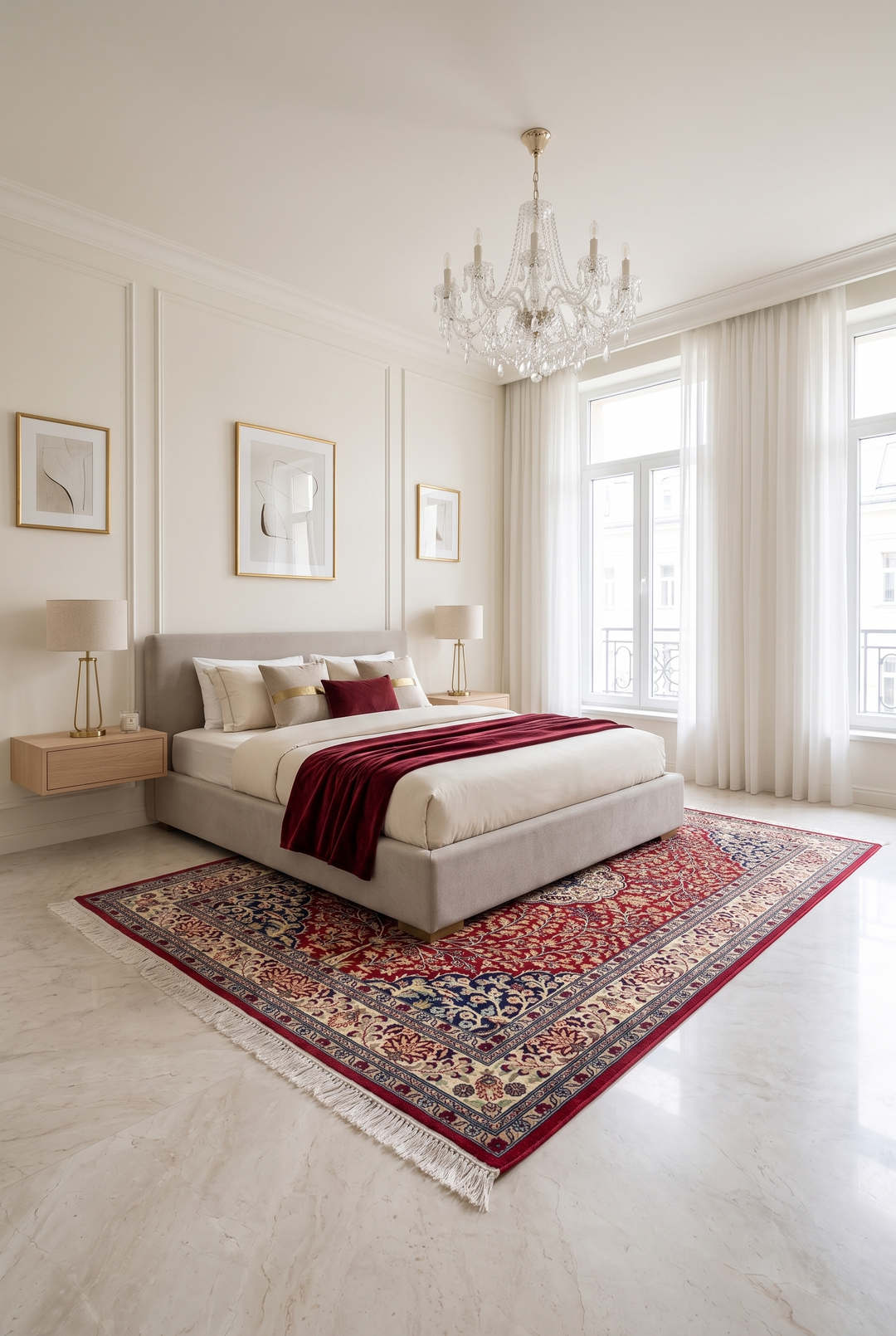 Crimson Medallion Tabriz, Hand-Knotted Pakistani Wool Rug