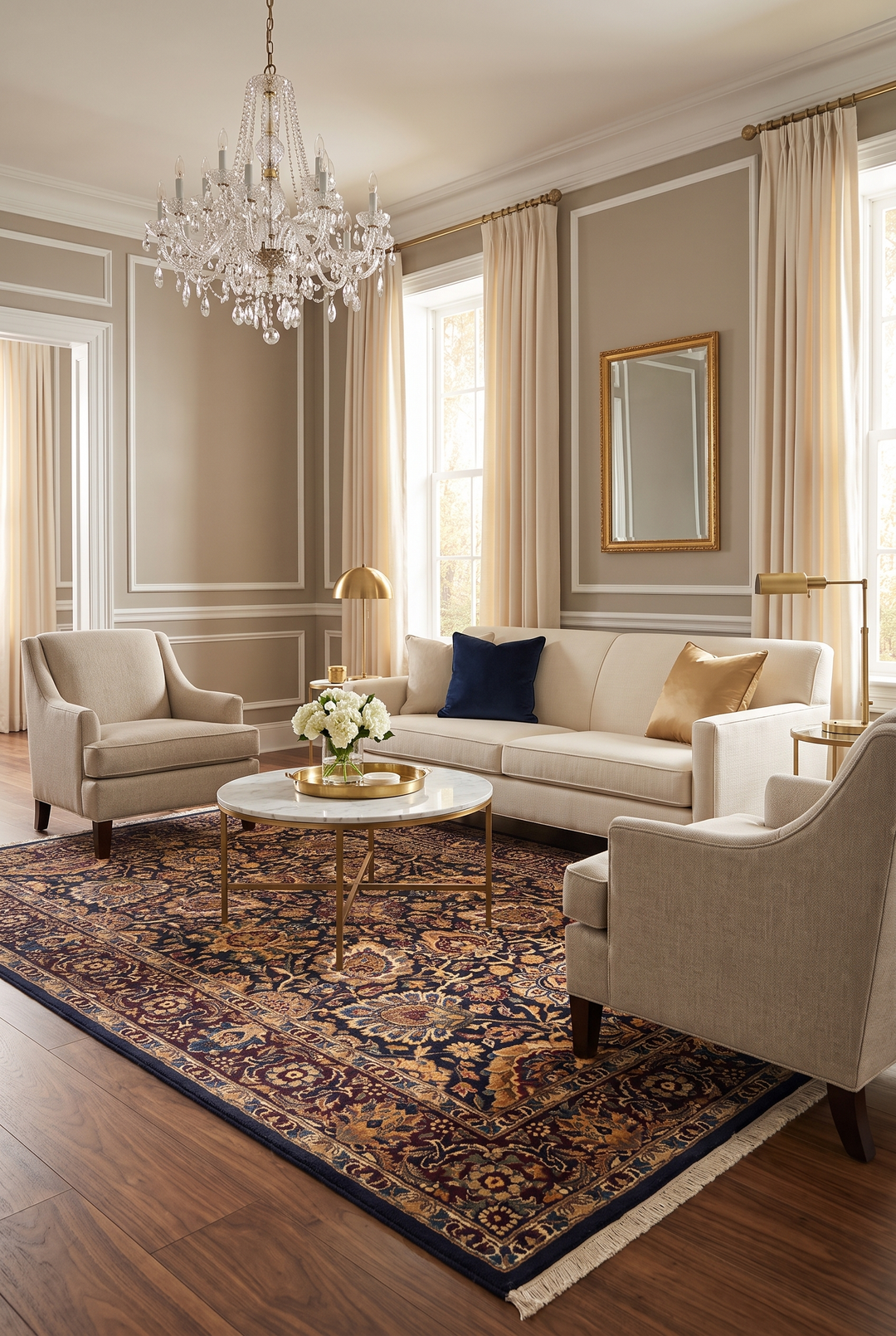Jet &amp; Gold Floral, Hand-Knotted Pakistani Wool Rug