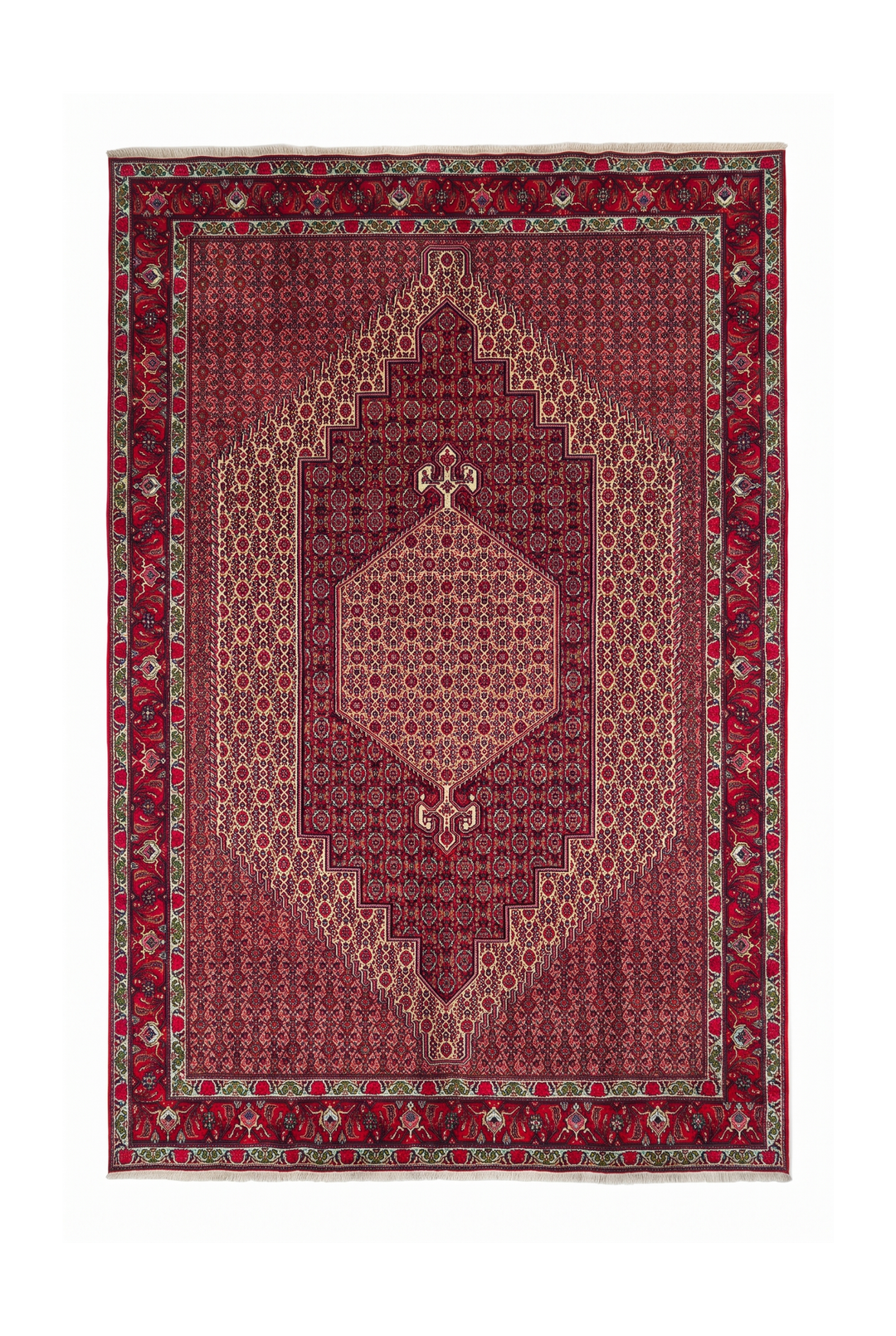Red Mahi Medallion Persian Tabriz, Hand-Knotted Wool Rug