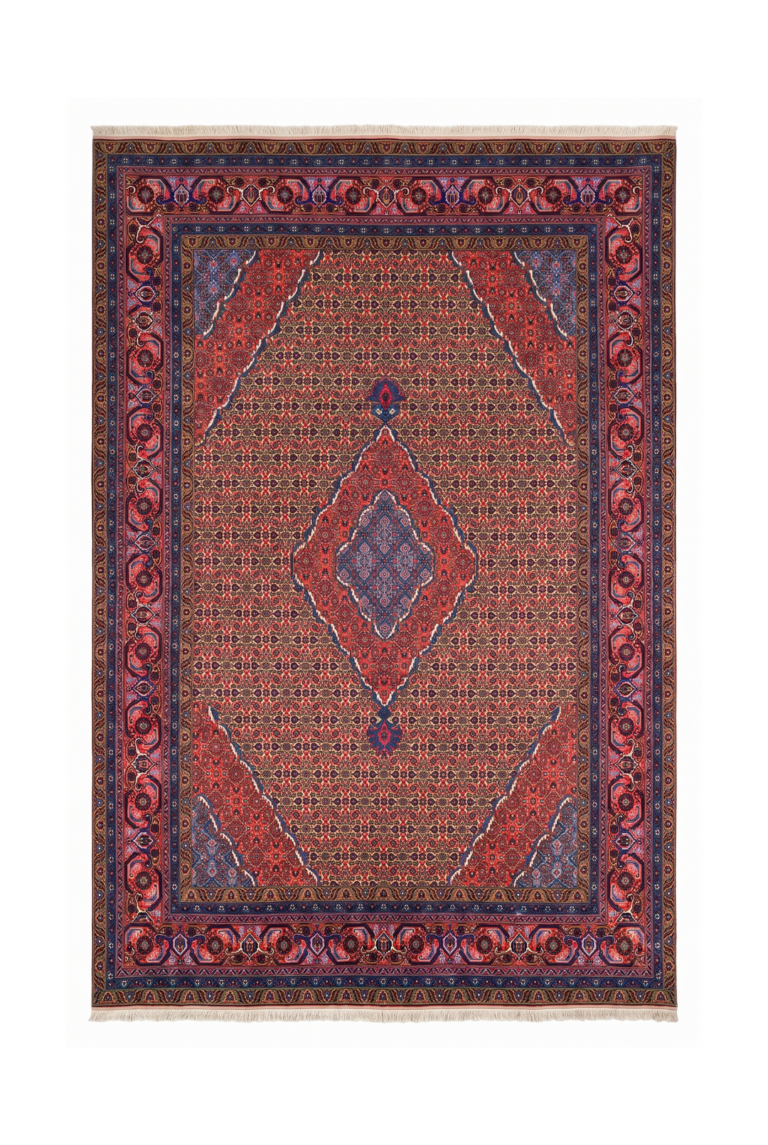 Camel Mahi Medallion Persian Ardabil, Hand-Knotted Wool Rug