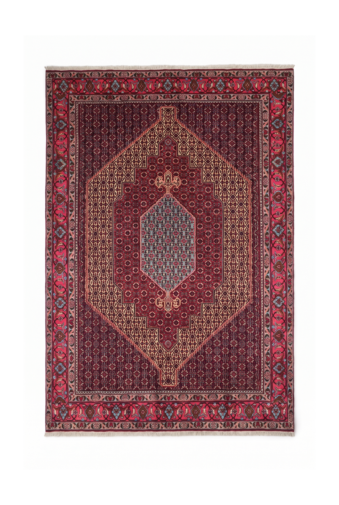 Red Herati Medallion Persian Sabzevar, Hand-Knotted Wool Rug