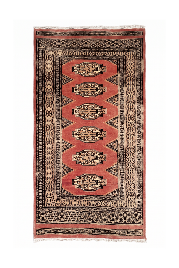 Terracotta and Beige Yamoud Rug, Hand-Knotted Wool