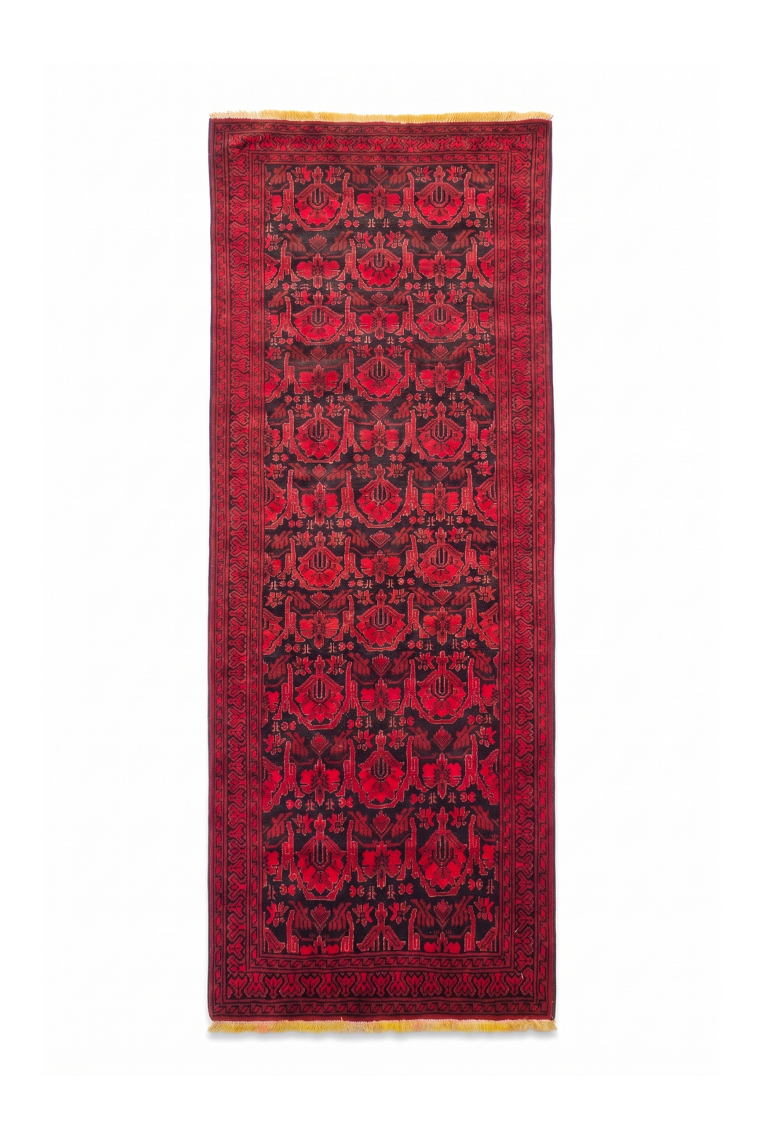 Red and Black Khan Muhammadi Rug, Hand-Knotted Wool