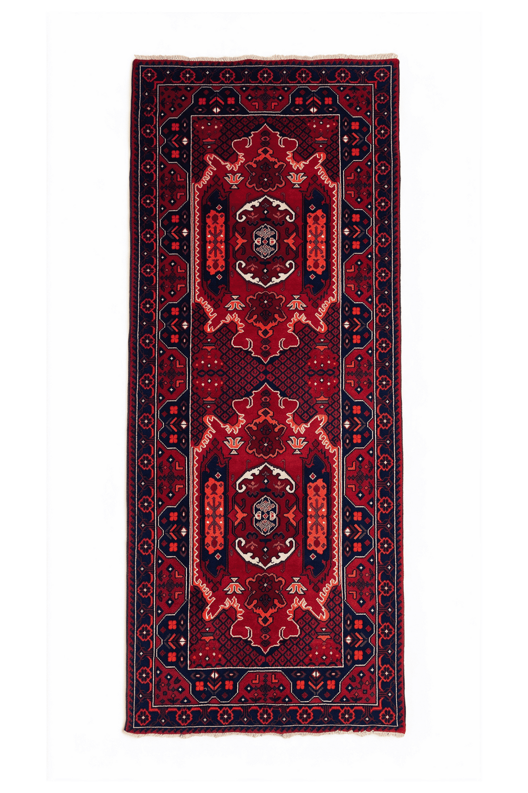 Crimson and Navy Khal Mohammadi Rug, Hand-Knotted Wool