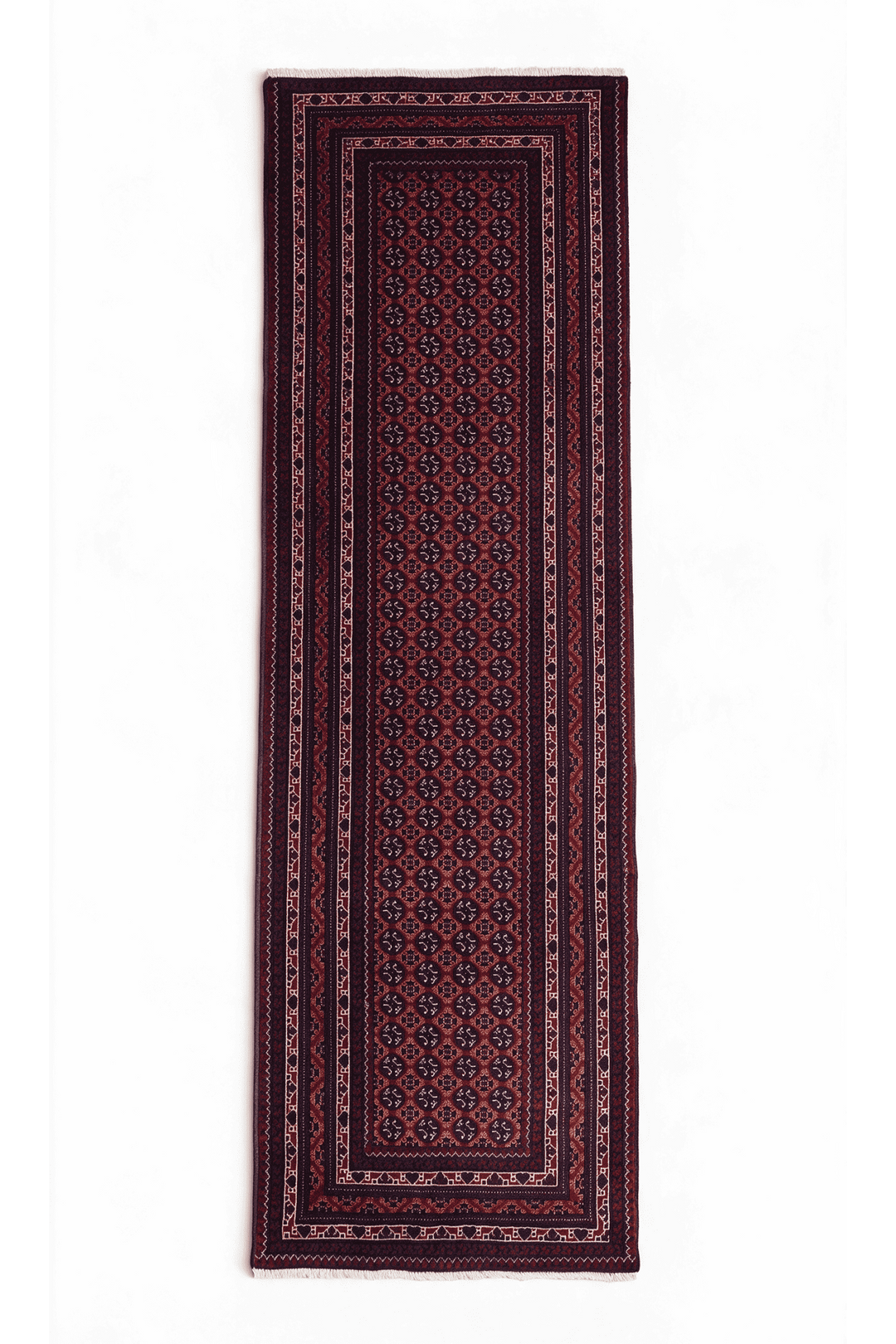 Wine Red Turkmen Gül Khal Mohammadi Runner, Hand-Knotted Wool