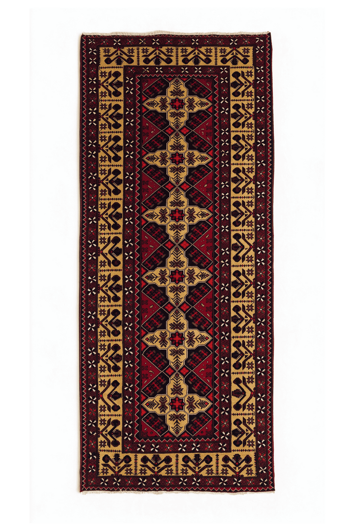 Red and Gold Khal Mohammadi Rug, Hand-Knotted Wool