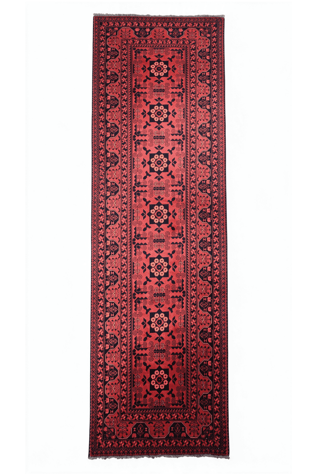 Coral and Gold Khal Mohammadi Runner, Hand-Knotted Wool