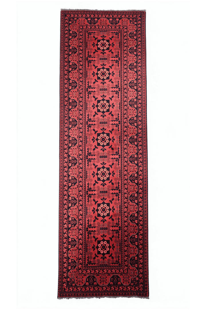 Coral and Gold Khal Mohammadi Runner, Hand-Knotted Wool