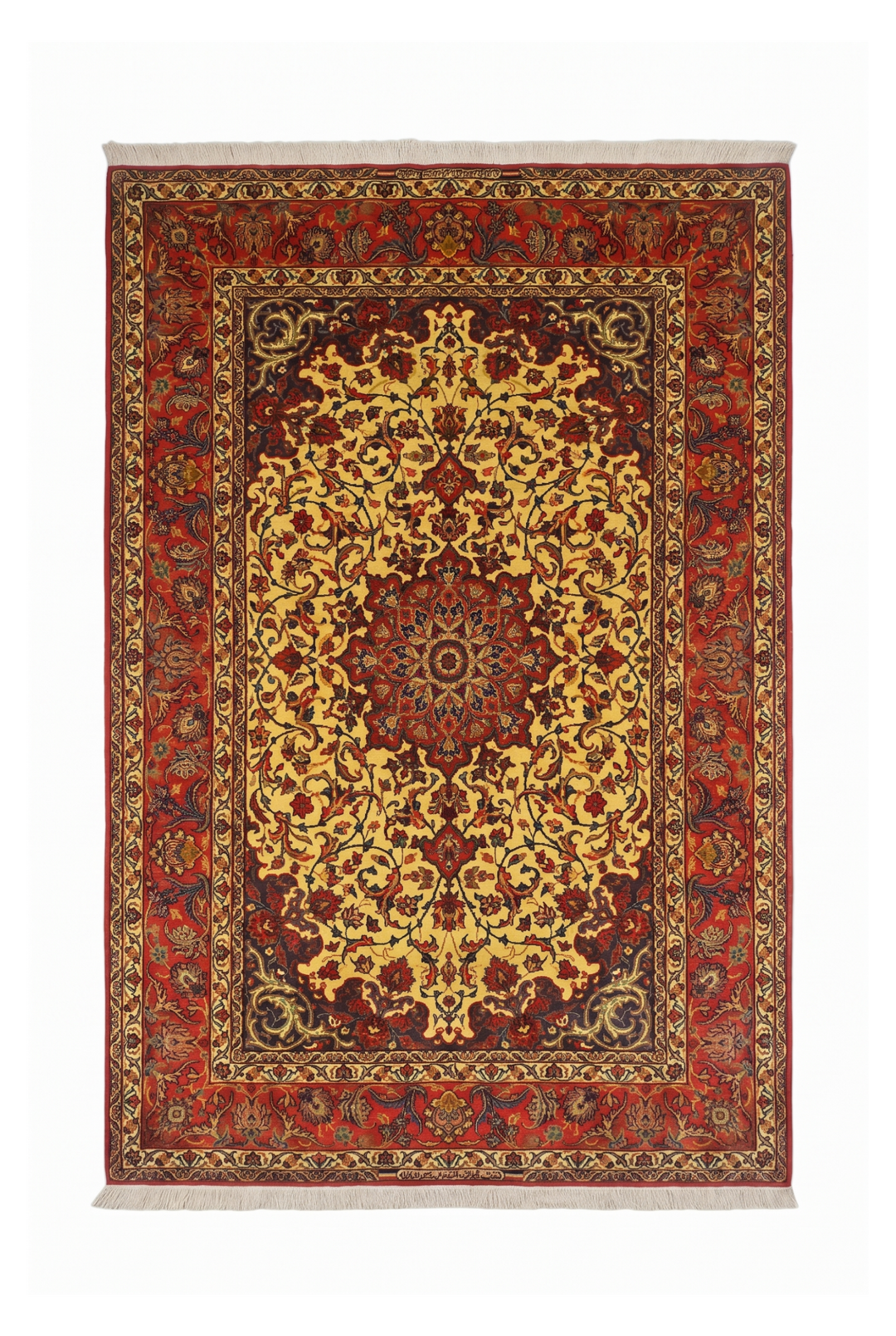 Gold Medallion Sirafian Isfahan, Hand-Knotted Wool Rug