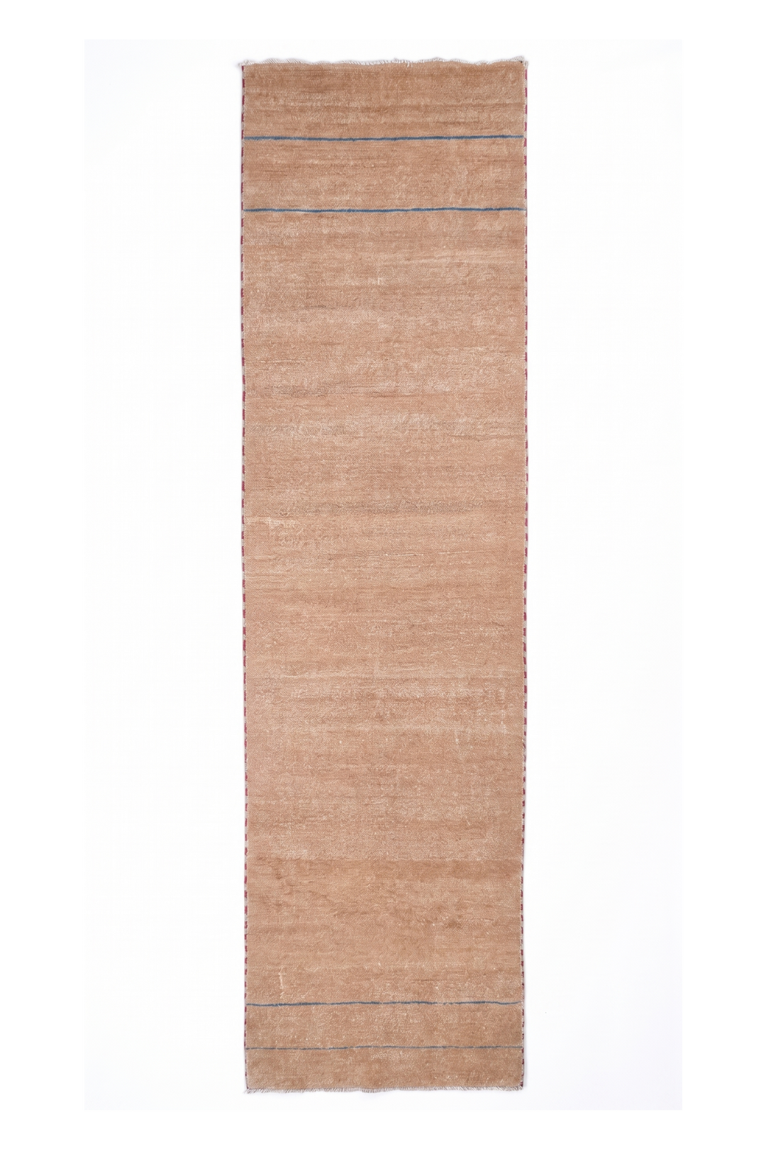 Sand and Slate Blue Stripe Gabbeh, Hand-Knotted Wool Rug