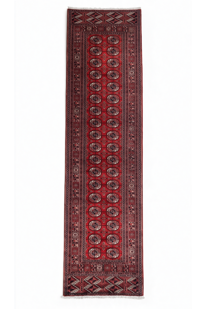 Deep Red and Cream Turkmen Gül Bokhara, Hand-Knotted Sherwan