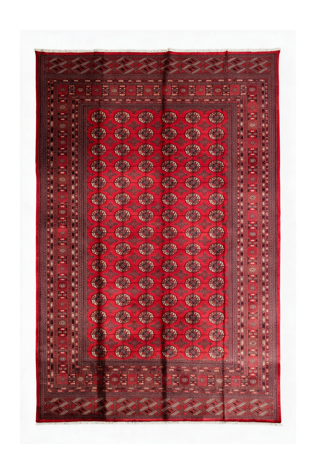 Cherry Red Turkmen Gül Bokhara, Hand-Knotted Sherwan