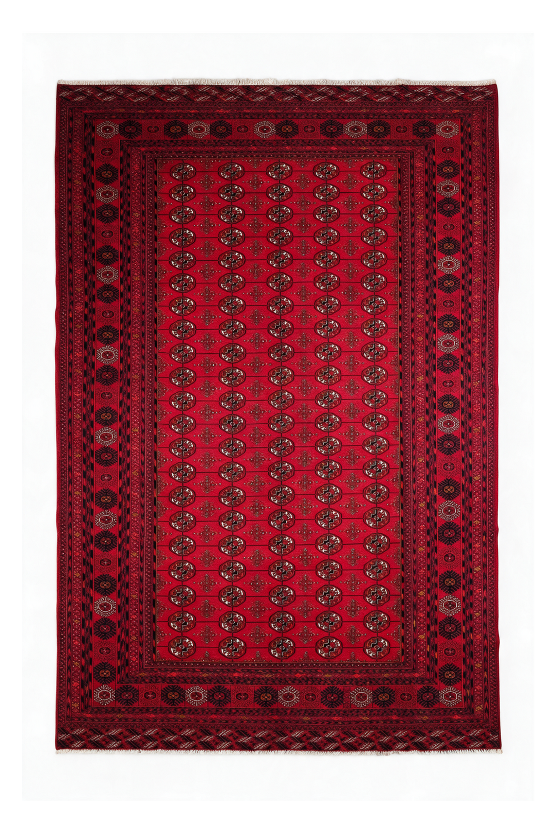 Ruby Red Turkmen Gül Khal Mohammadi Rug, Hand-Knotted Wool