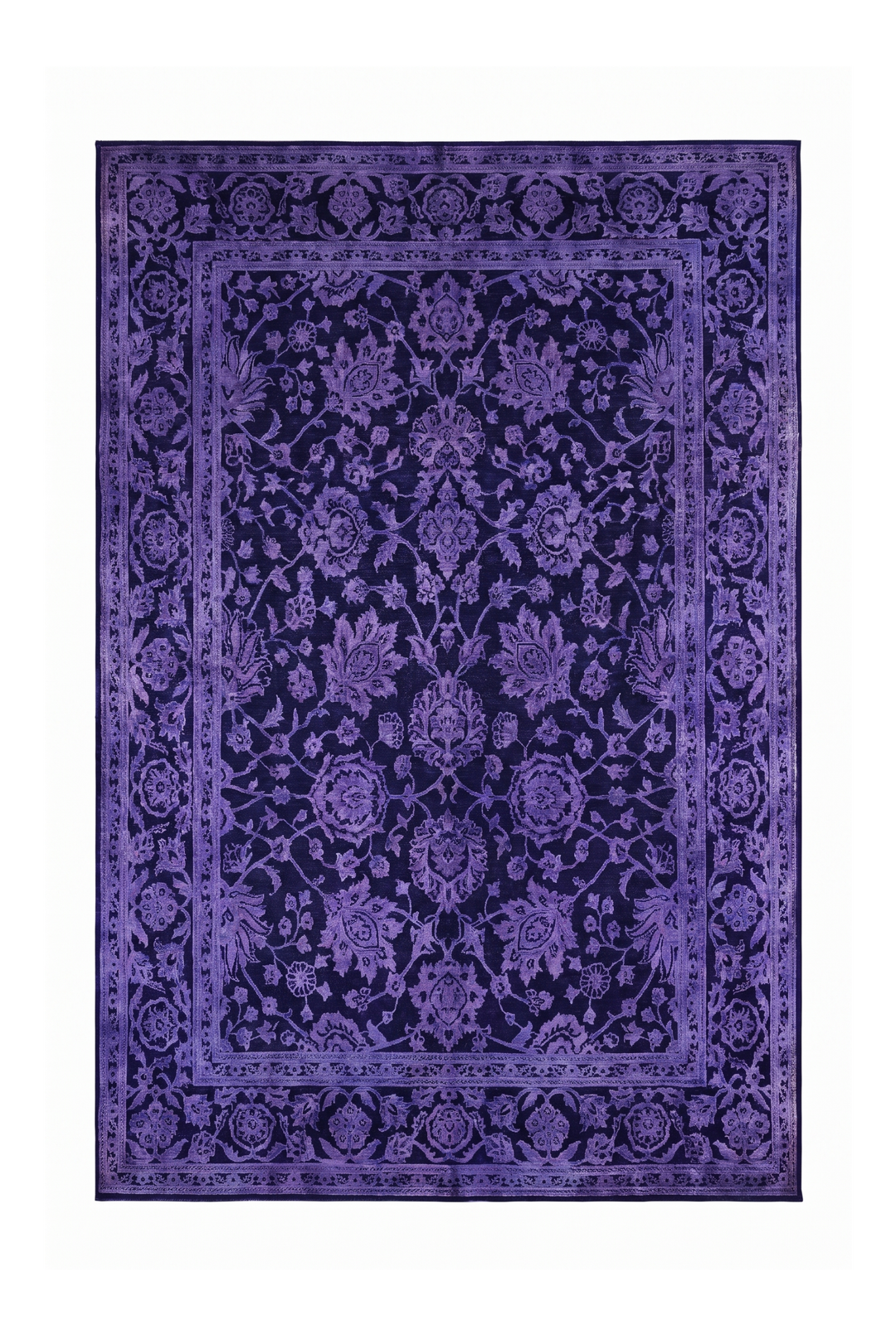Violet Overdyed Floral Ghazni, Hand-Knotted Wool Rug