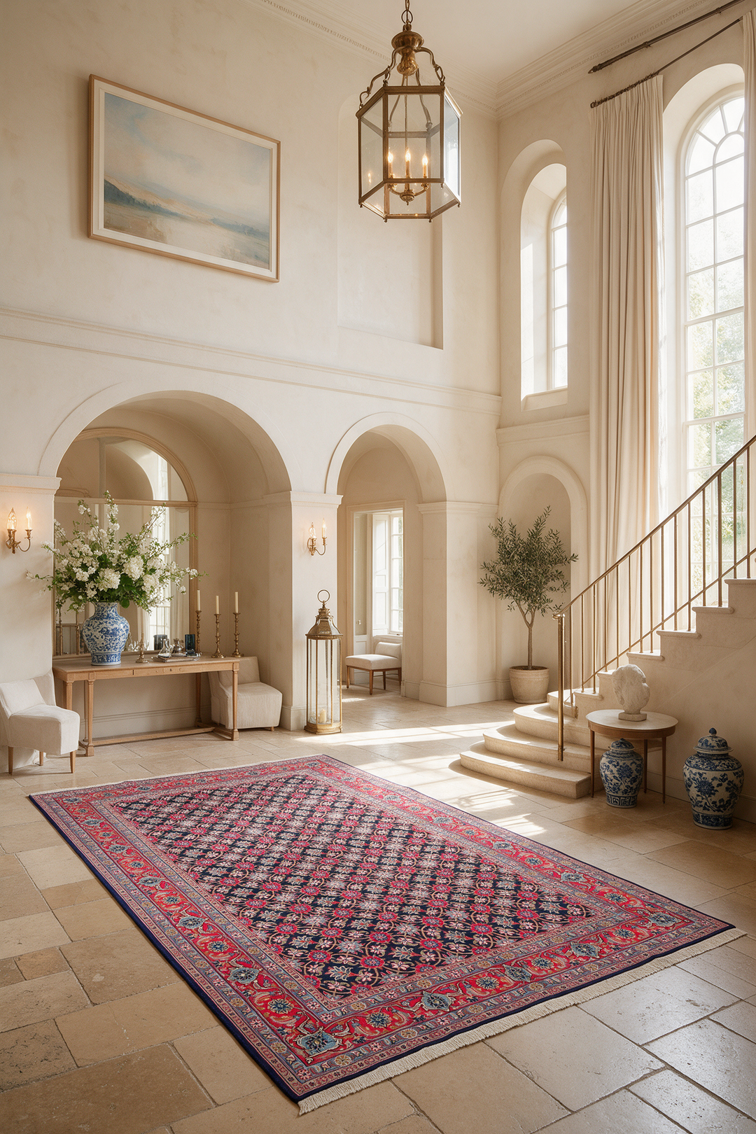 Navy Mahi Sabzevar, Hand-Knotted Wool Rug