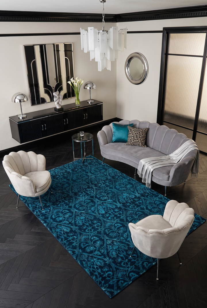 Teal Blue Floral Ghazni