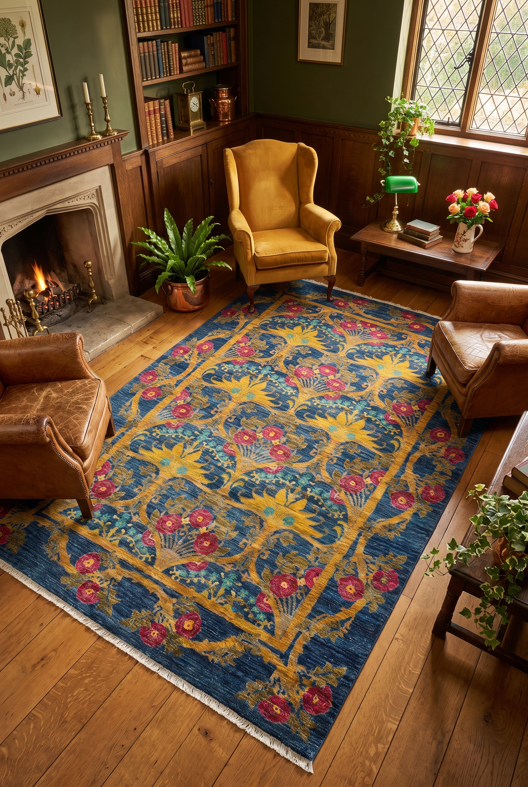 Navy Blue Floral Vine Ghazni