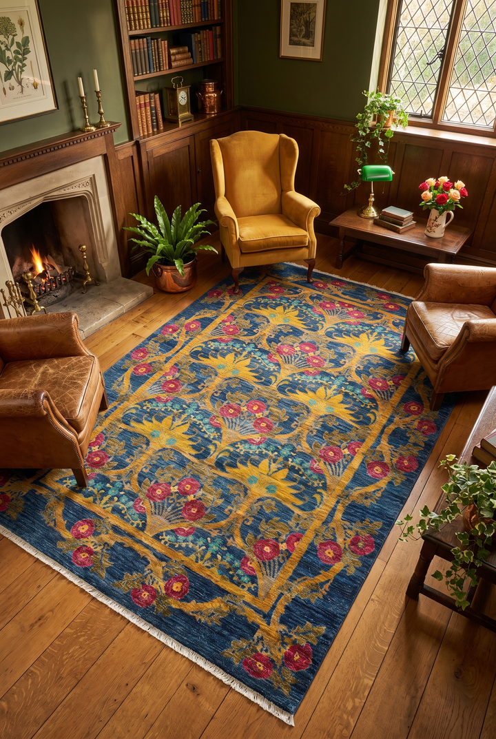 Navy Blue Floral Vine Ghazni