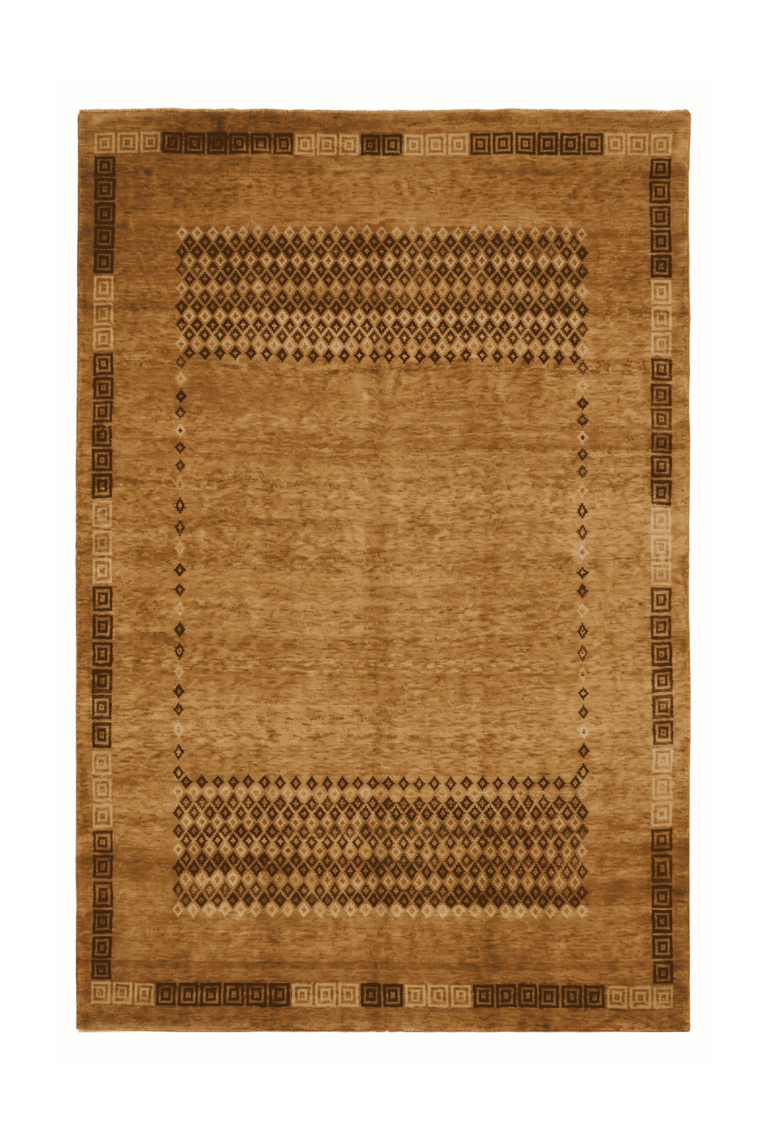 Amber and brown diamond frame Loribaf rug, 170×235cm, 2 tatami