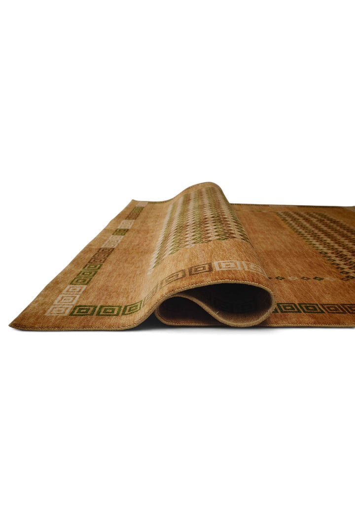 One-of-a-kind amber and brown diamond Loribaf rug
