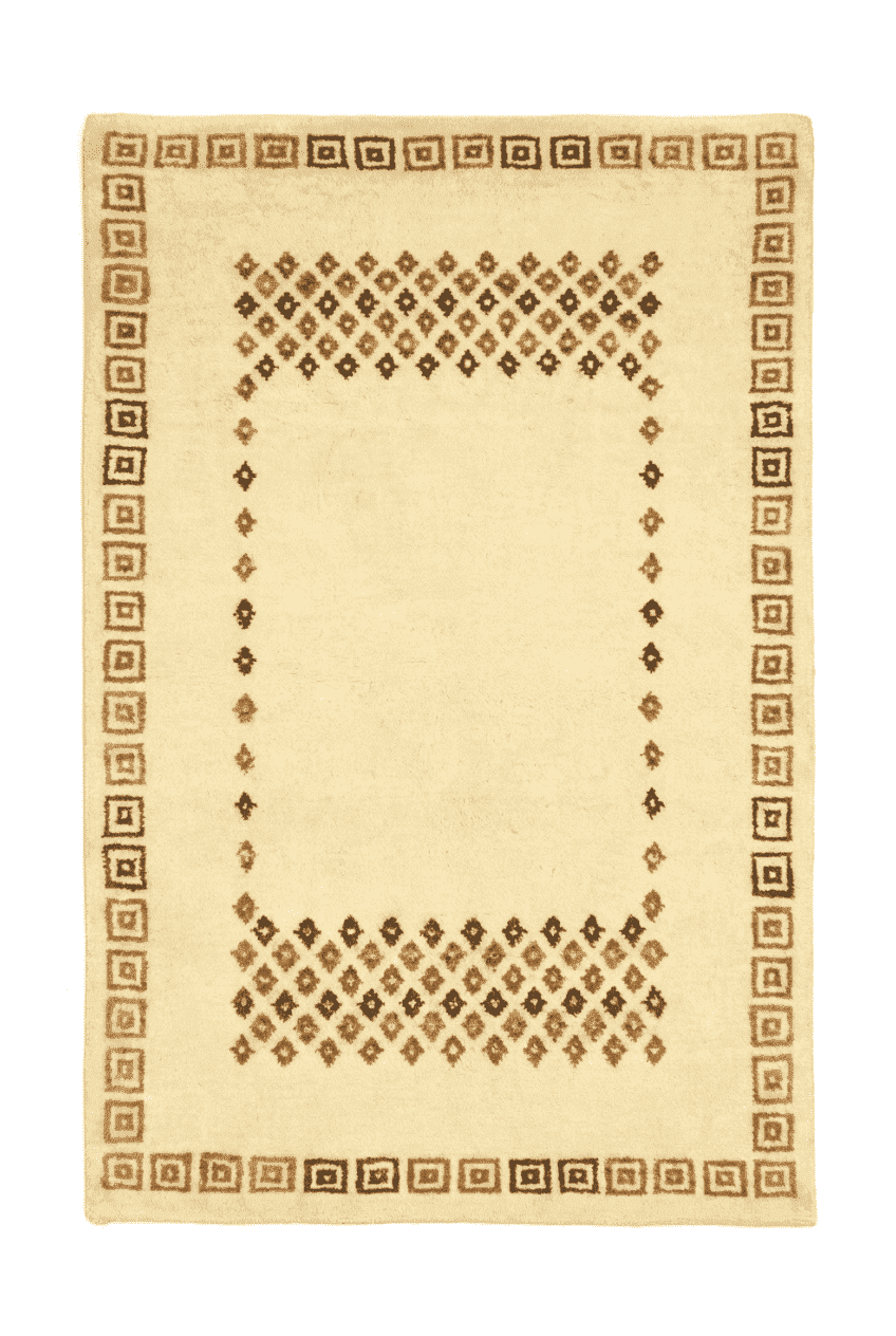 Ivory diamond Loribaf rug, hand-knotted Indian wool, minimal design
