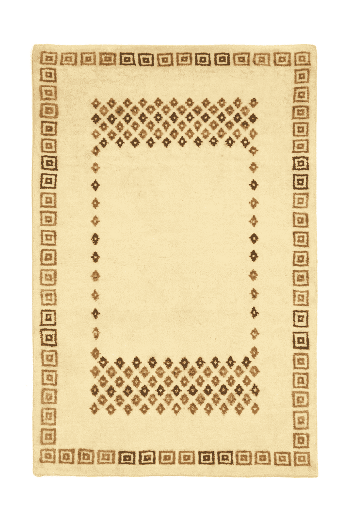Ivory diamond Loribaf rug, hand-knotted Indian wool, minimal design