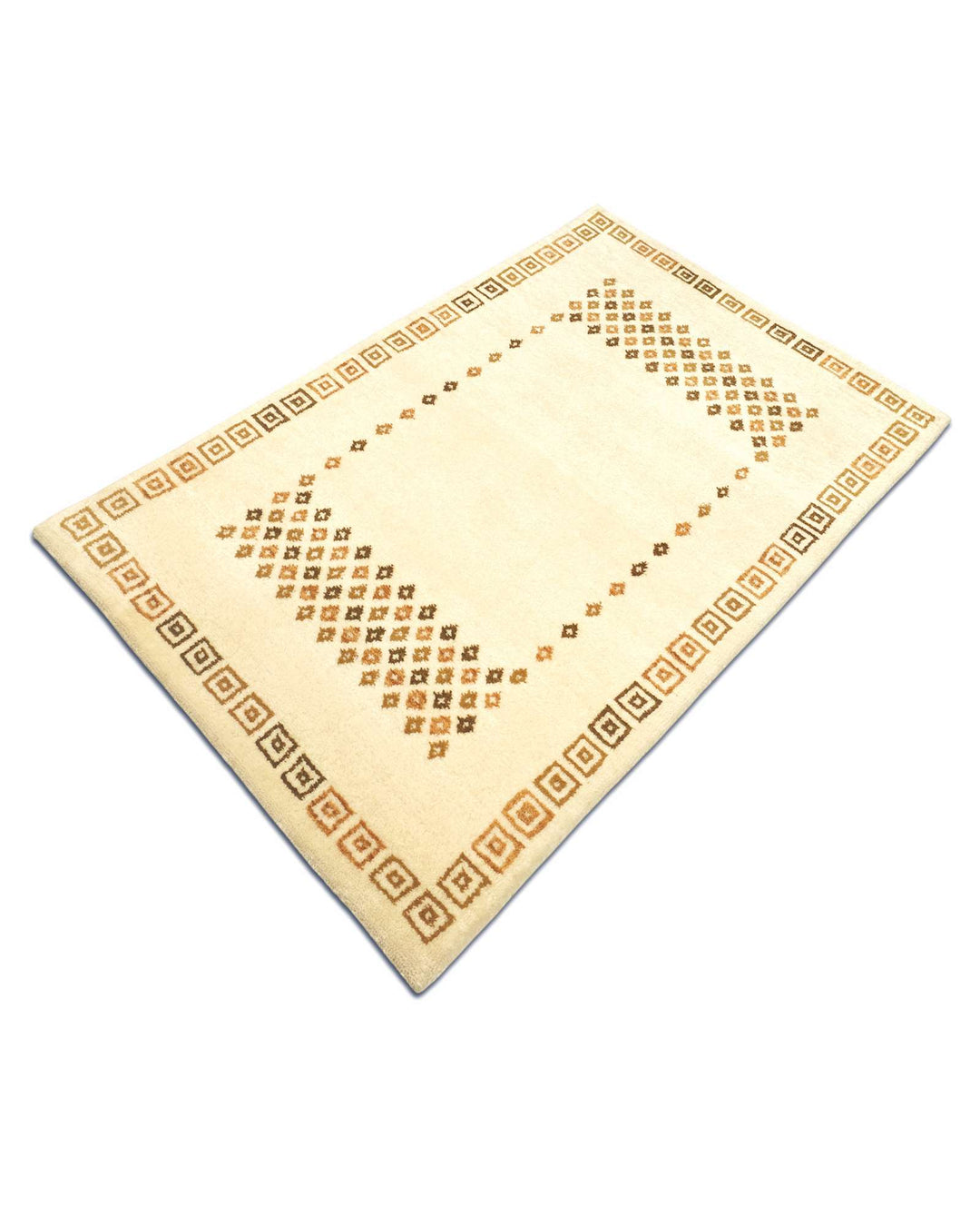 One-of-a-kind ivory diamond Loribaf rug