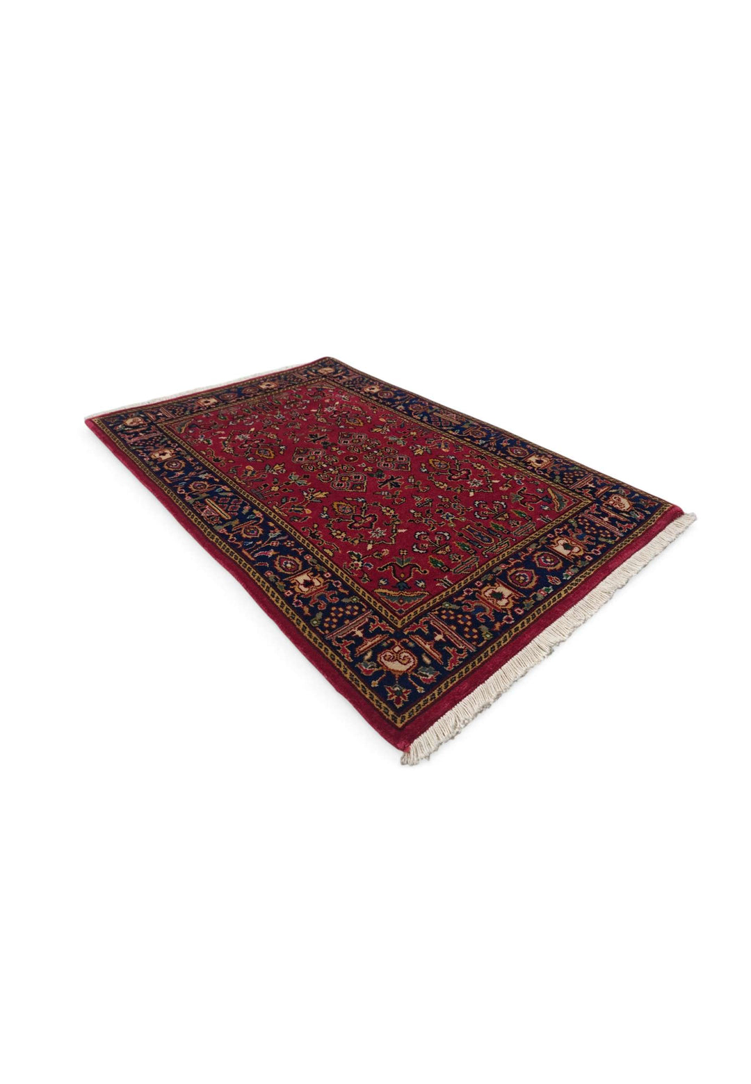 One-of-a-kind madder red Sarouk garden Indian rug