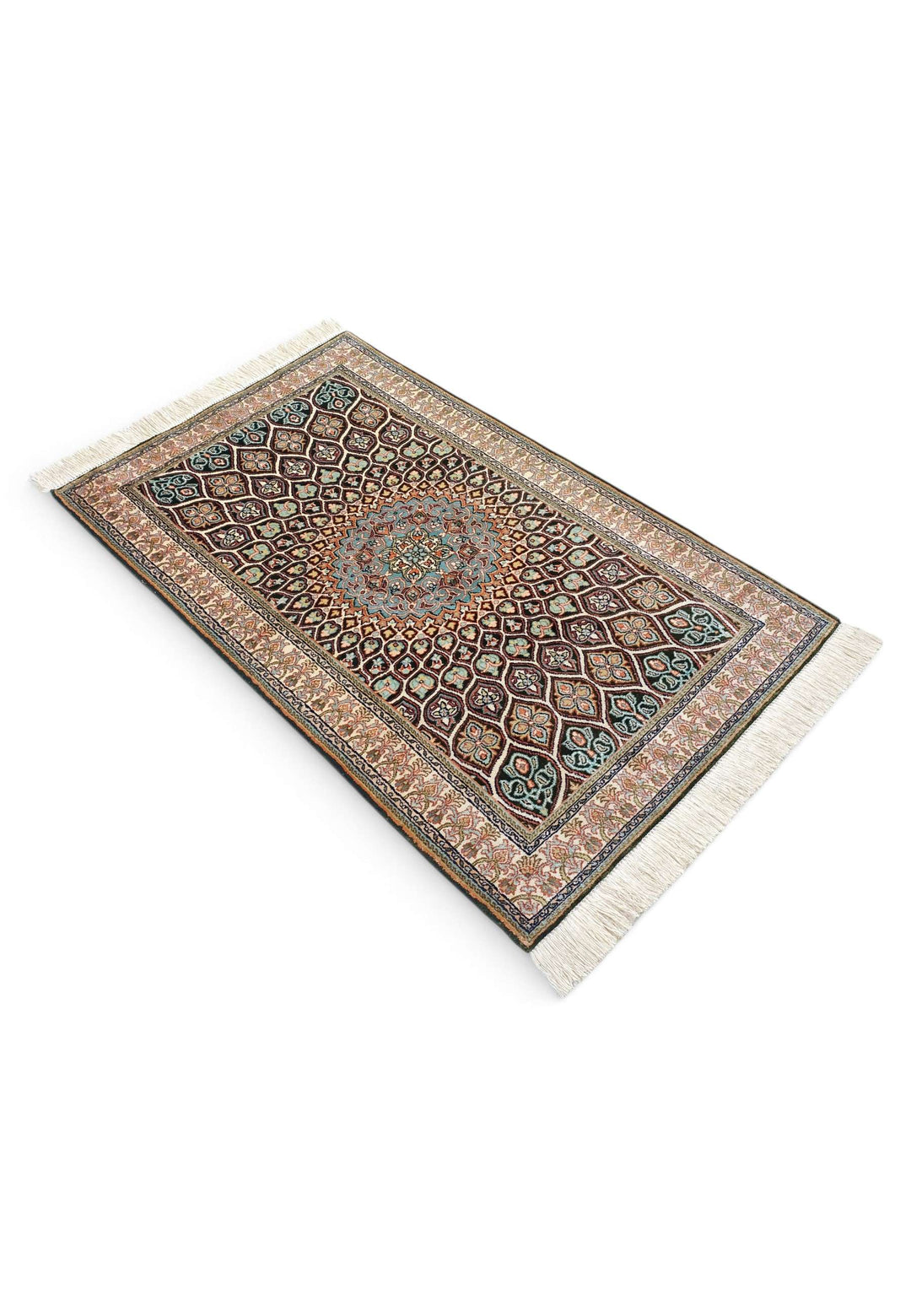 Espresso Kashmiri Silk Rug, hand-knotted, 60×94cm, photo 4
