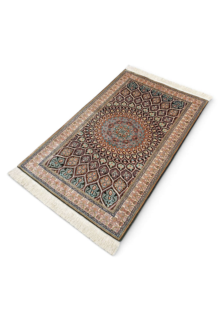 Espresso Kashmiri Silk Rug, hand-knotted, 60×94cm, photo 5