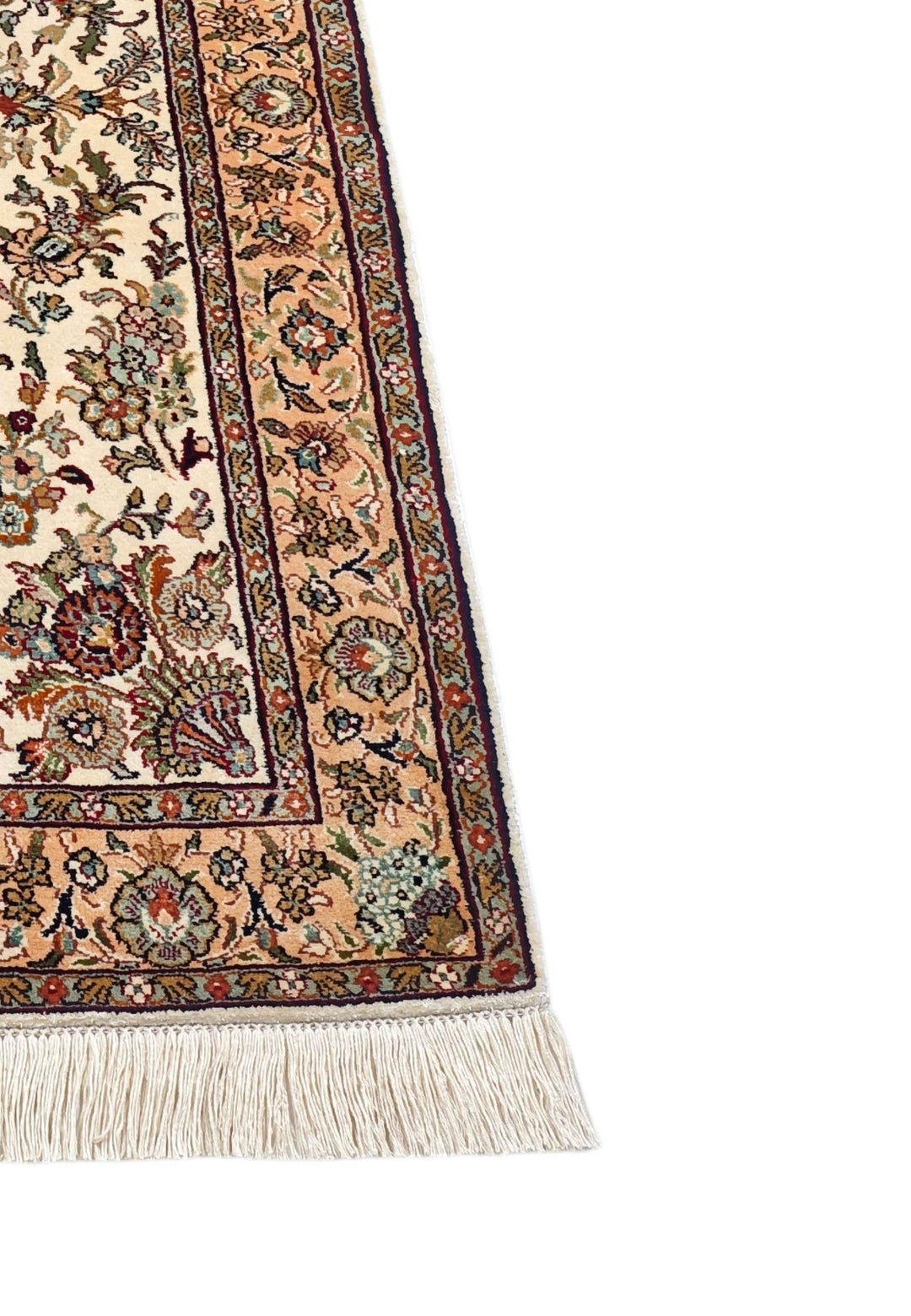 Ivory Kashmiri Silk Rug, hand-knotted, 66×94cm, photo 6