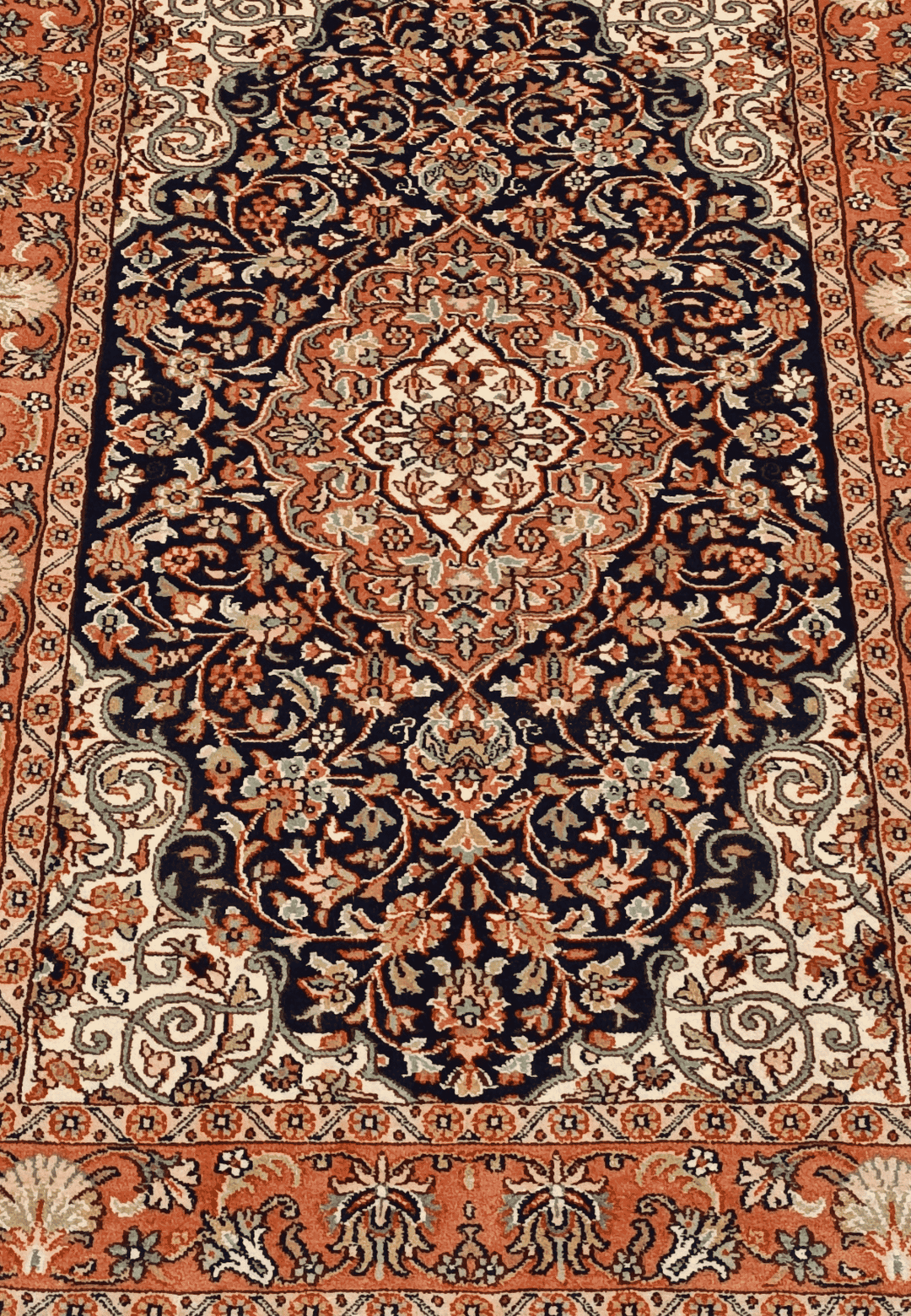 Navy Blue Kashmiri Silk Rug, hand-knotted, 63×92cm, photo 7