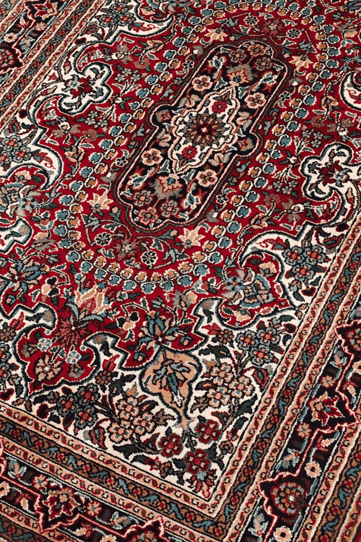 Navy Blue Kashmiri Silk Rug, hand-knotted, 63×95cm, photo 2