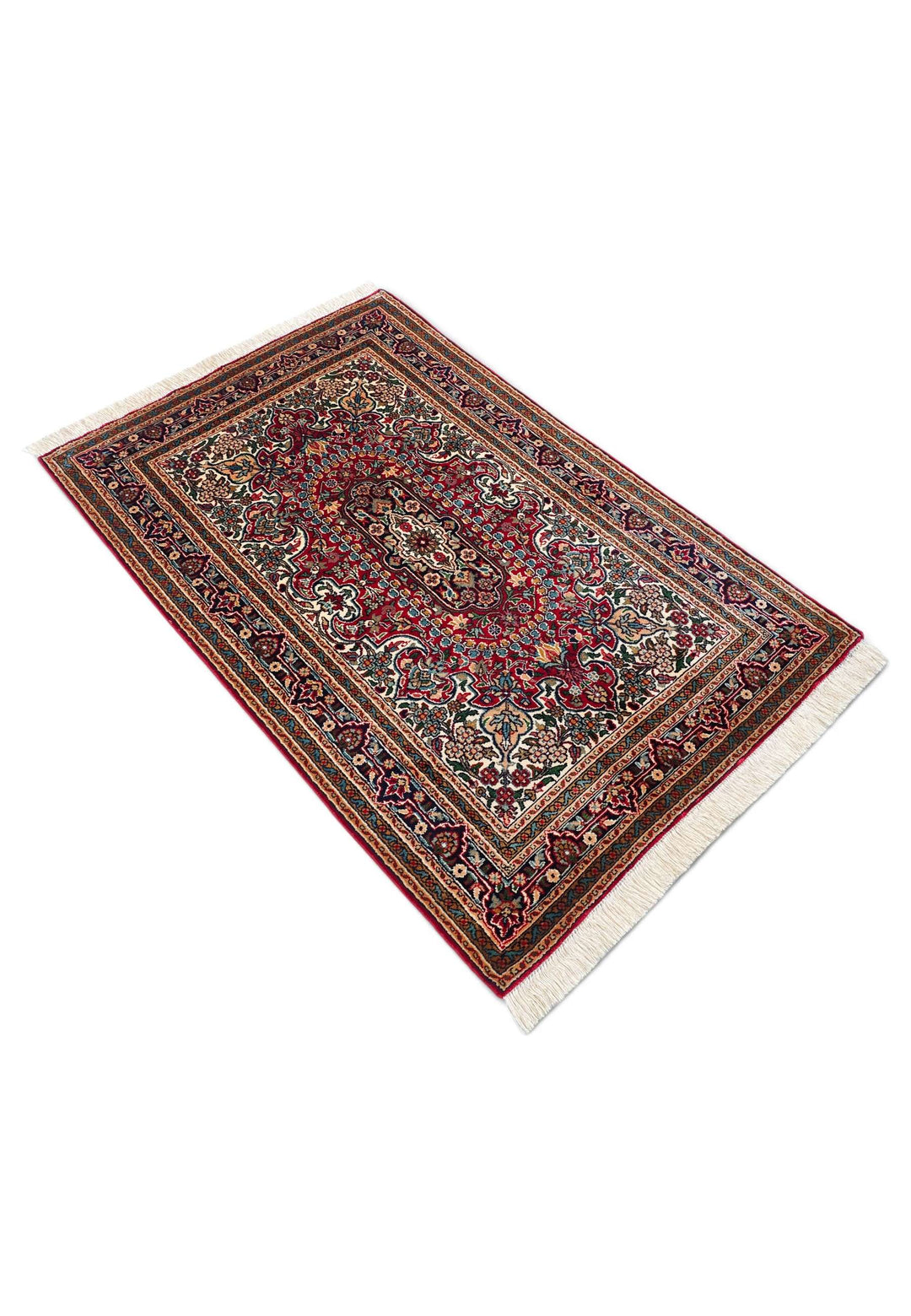 Navy Blue Kashmiri Silk Rug, hand-knotted, 63×95cm, photo 4