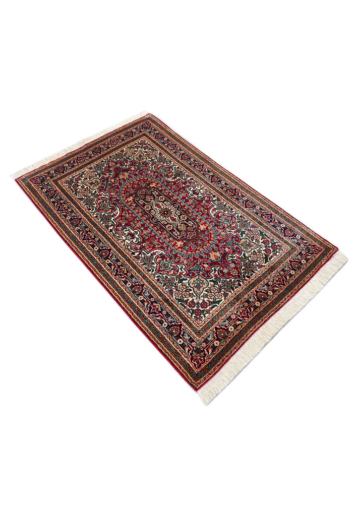 Navy Blue Kashmiri Silk Rug, hand-knotted, 63×95cm, photo 4