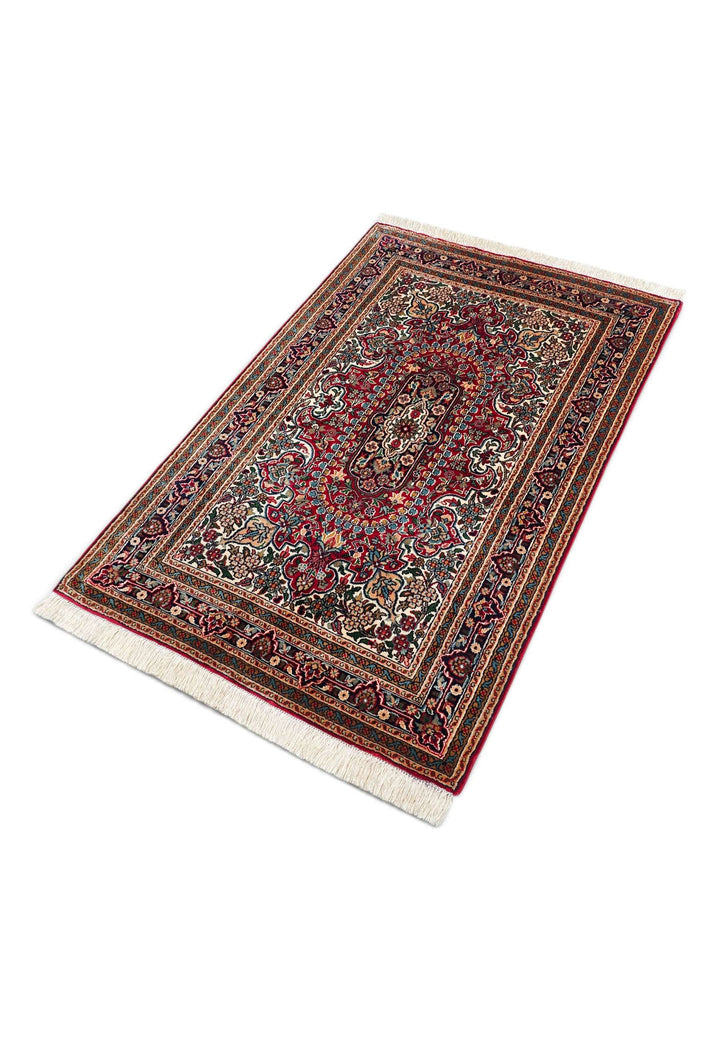 Navy Blue Kashmiri Silk Rug, hand-knotted, 63×95cm, photo 5