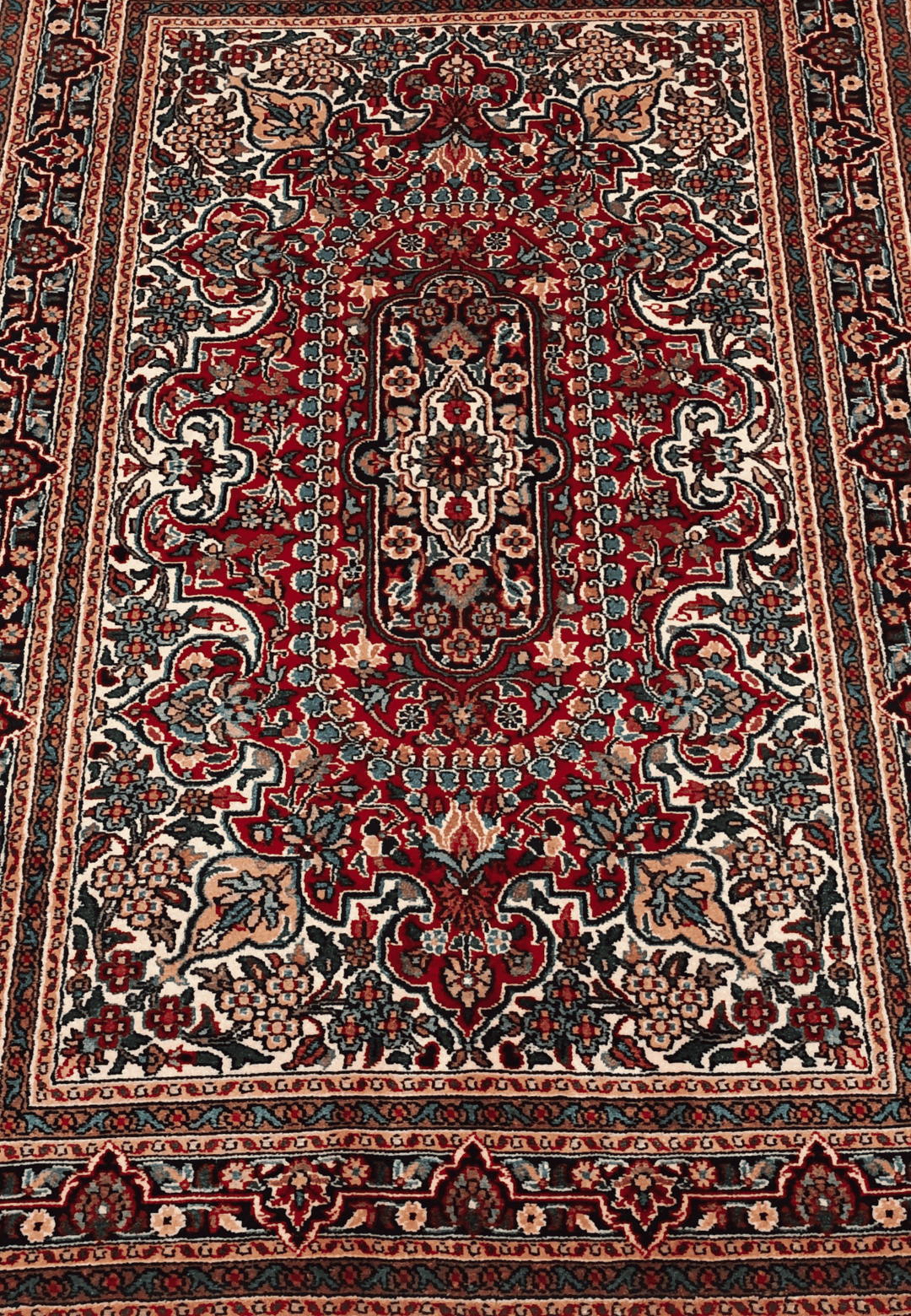 Navy Blue Kashmiri Silk Rug, hand-knotted, 63×95cm, photo 7