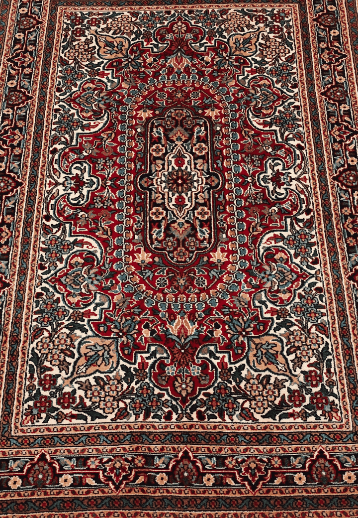 Navy Blue Kashmiri Silk Rug, hand-knotted, 63×95cm, photo 7