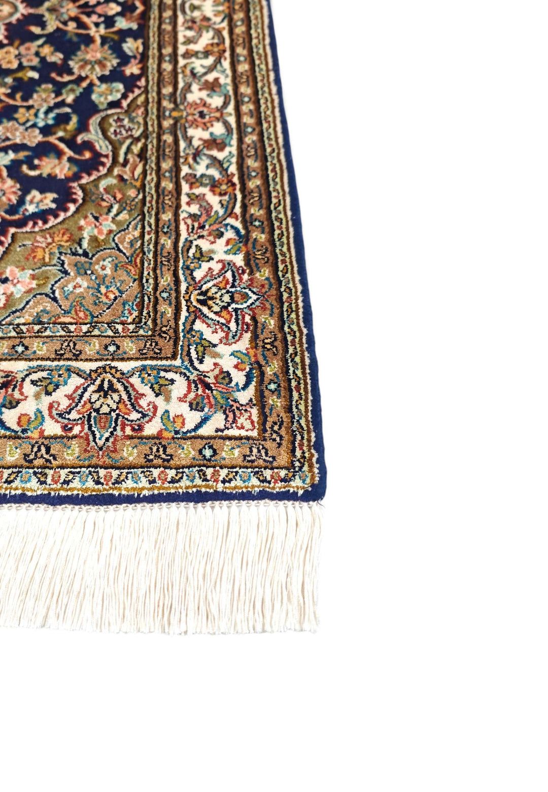 Navy Blue Kashmiri Silk Rug, hand-knotted, 64×89cm, photo 6