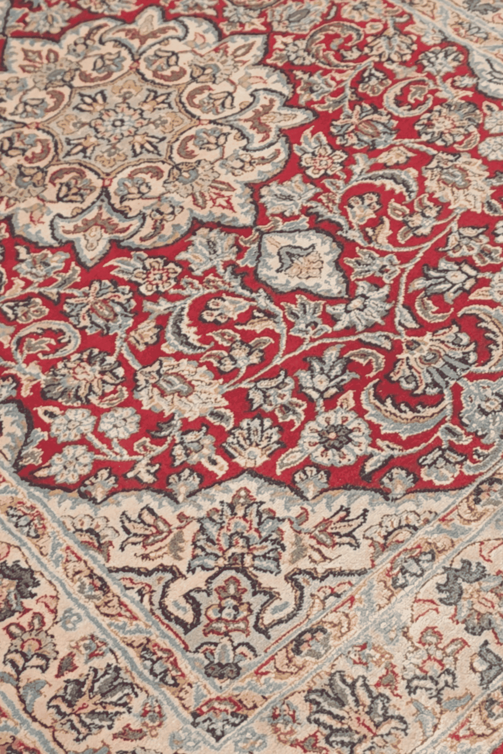 Red Kashmiri Silk Rug, hand-knotted, 62×87cm, photo 2