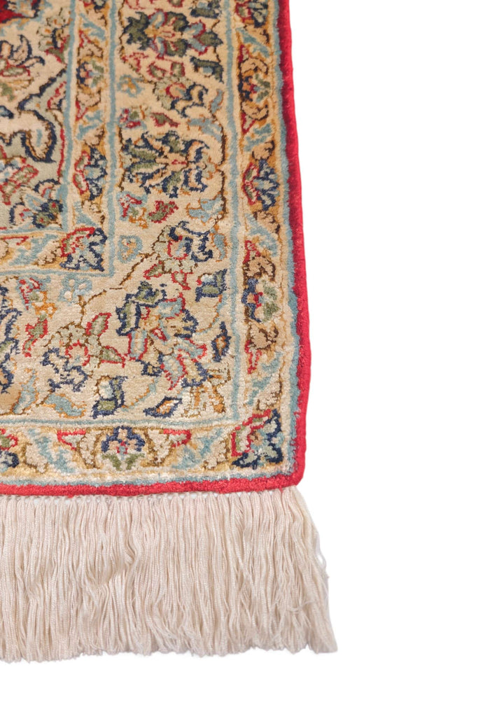 Red Kashmiri Silk Rug, hand-knotted, 62×87cm, photo 6