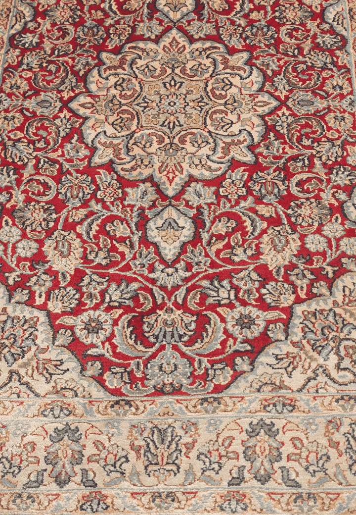 Red Kashmiri Silk Rug, hand-knotted, 62×87cm, photo 7