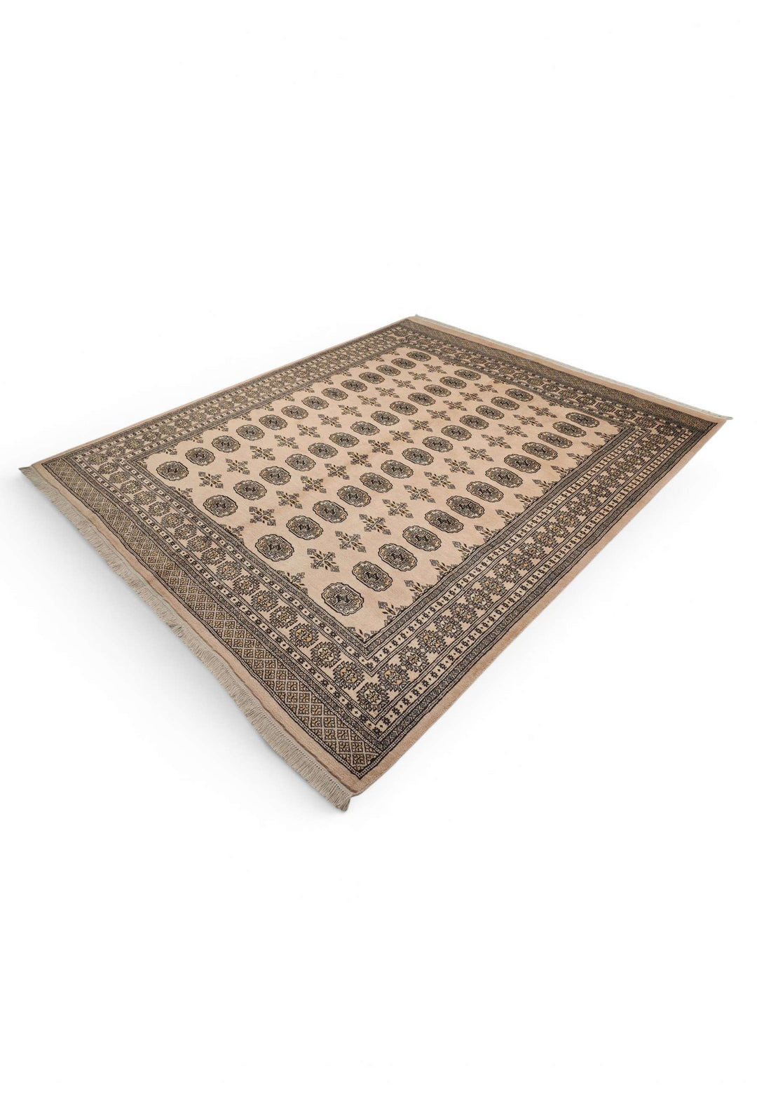 Camel beige and charcoal rug for a living room, about 3 tatami