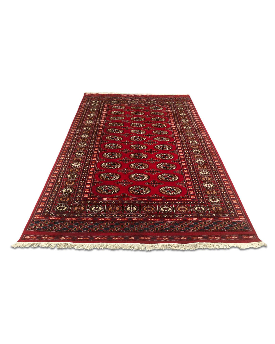 Bright red Bokhara wool rug 123×172cm, Pakistani craftsmanship