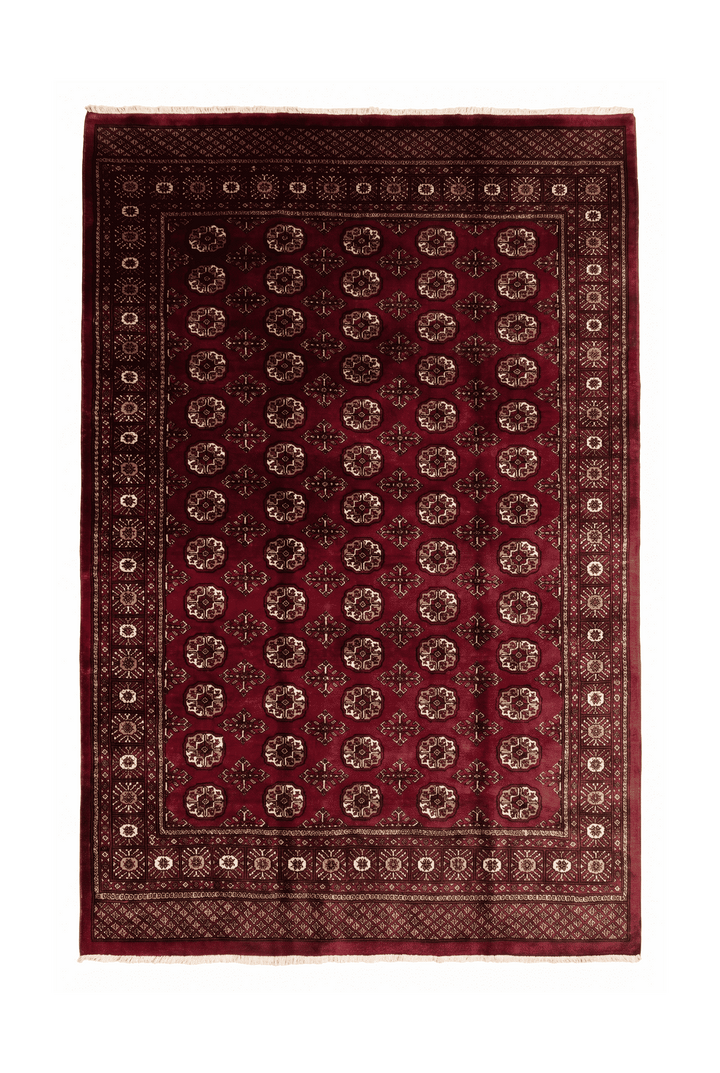Burgundy red Turkmen gül Bokhara rug, 191×276cm, about 3 tatami