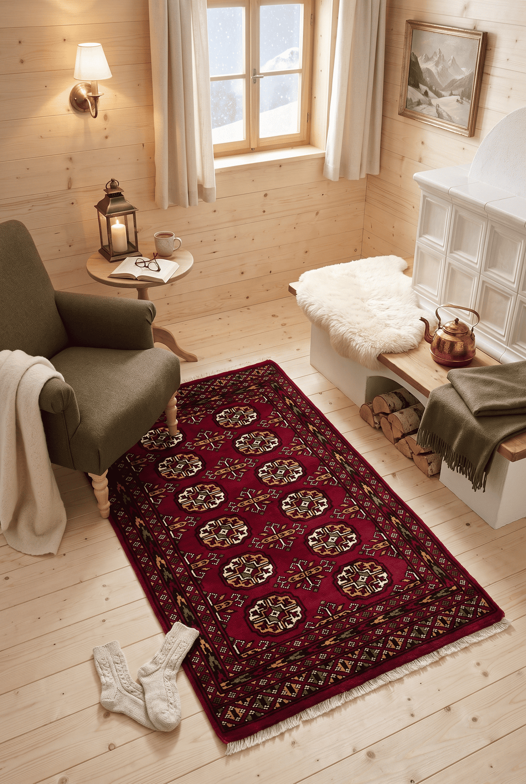 Burgundy Pakistani Bokhara Rug, hand-knotted, 79×128cm, photo 2