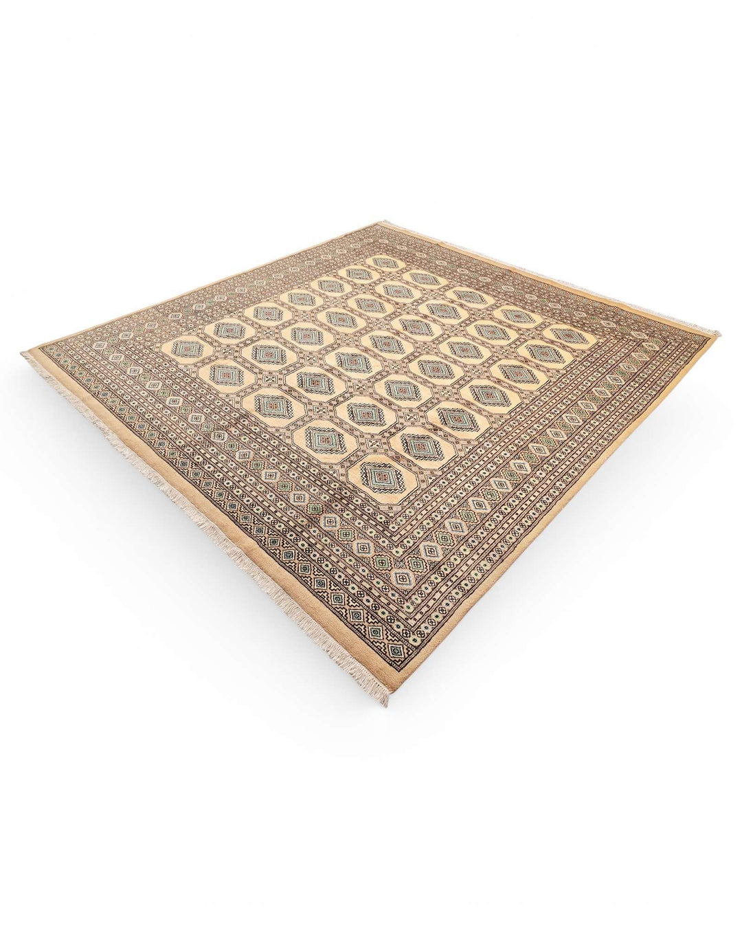 One-of-a-kind camel Pakistani Bokhara square wool rug