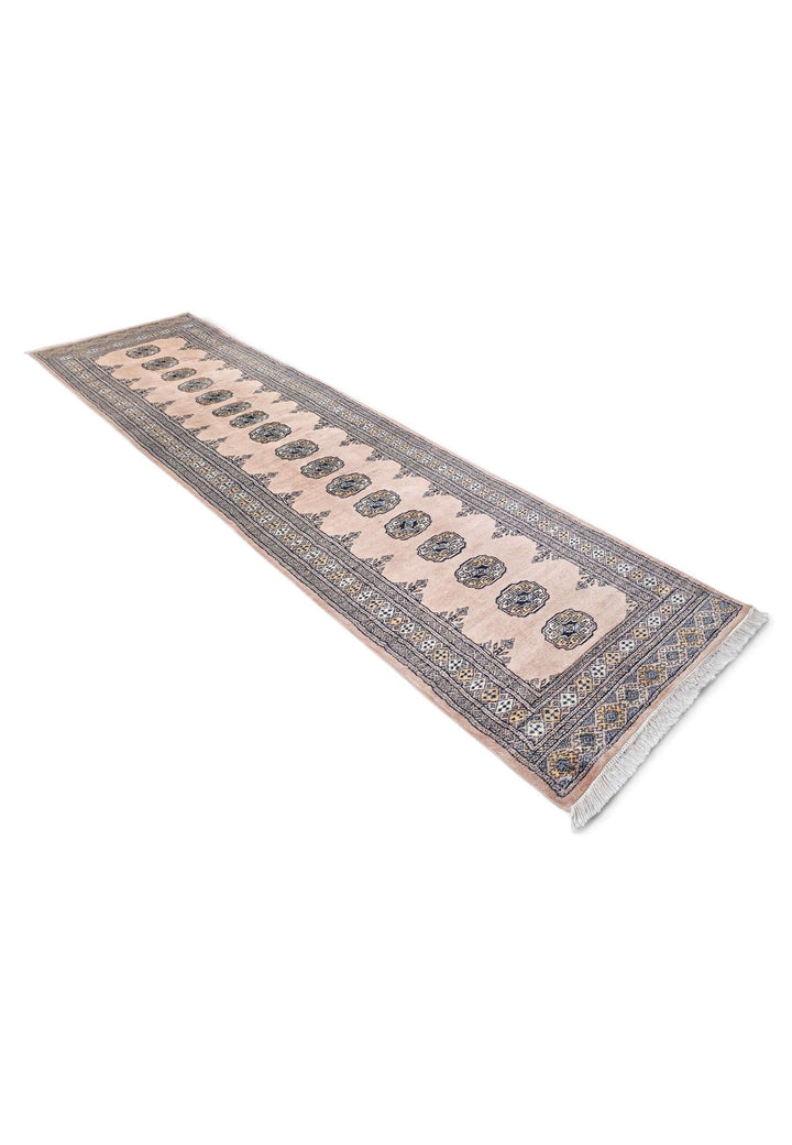 Salmon espresso Bokhara runner 79×299cm, Pakistani craftsmanship