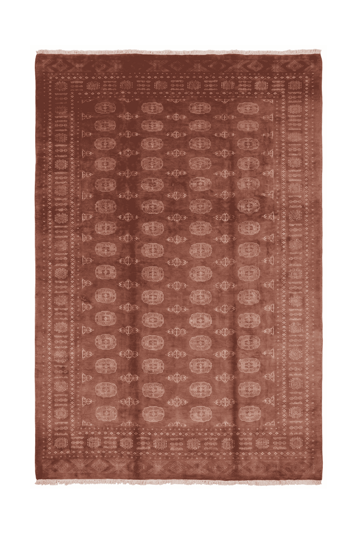 Chestnut brown Turkmen gül Bokhara rug, 204×300cm, about 4.5 tatami